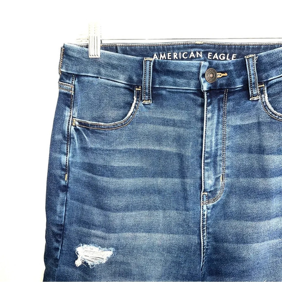 American Eagle Soft Knit Dark Patch Ripped Curvy Skinny Jeans 10 Short Women’s - Picture 2 of 13